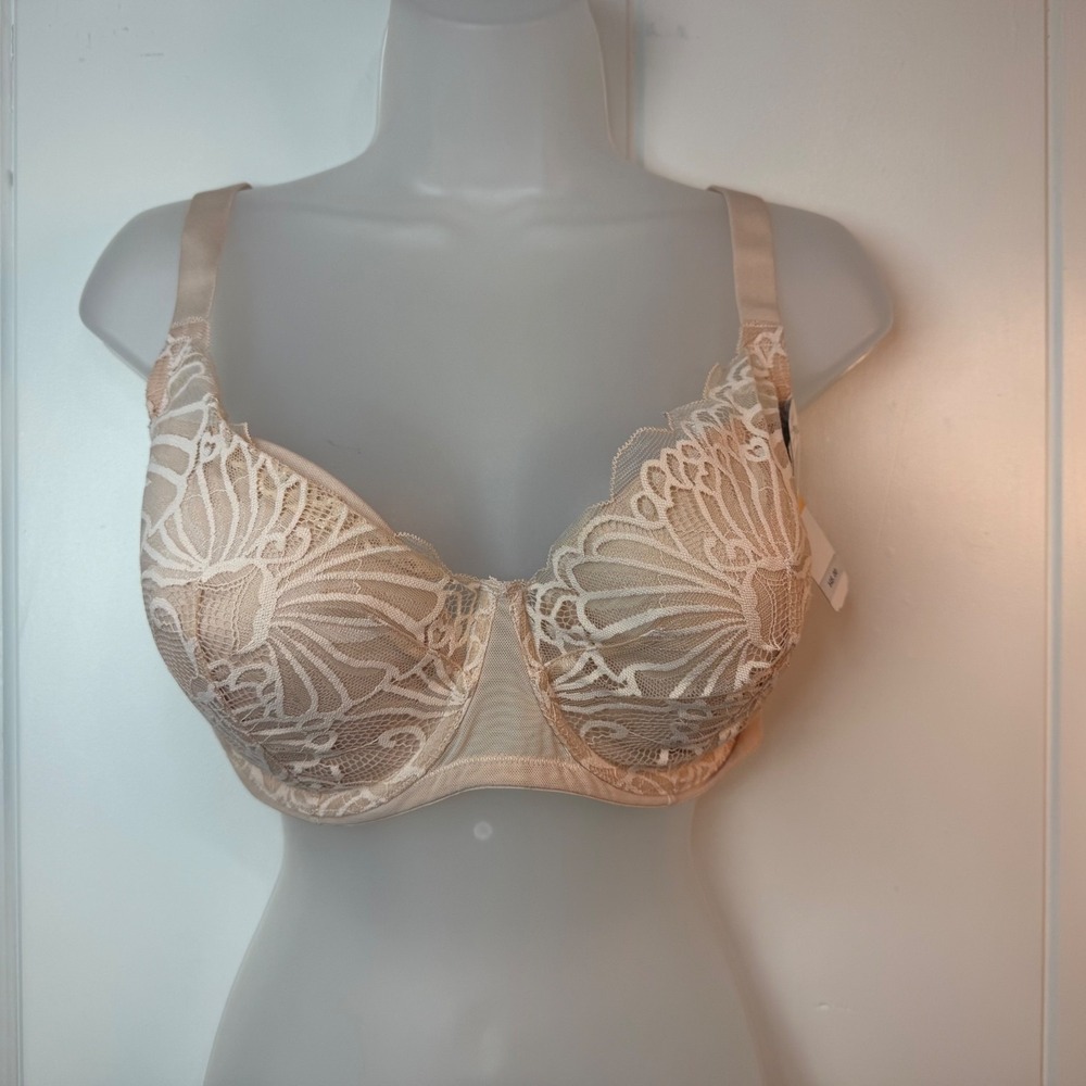 Paramour Beige Tempting‎ Allover Lace Wire Bra 135061 NWT 38DD